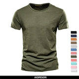 Men’s cotton t-shirt with short sleeve and soft fitness fit