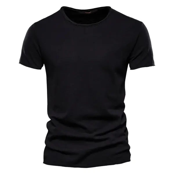 100% Cotton Men’s Casual T-Shirt – Soft O-Neck Short Sleeve Summer Fitness & Home Top - F038-black / CN Size 4XL