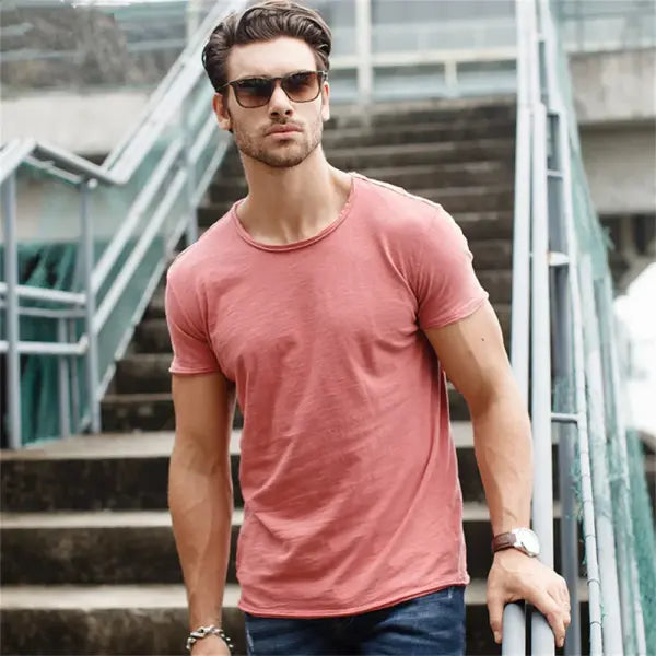 100% Cotton Men’s Casual T-Shirt – Soft O-Neck Short Sleeve Summer Fitness & Home Top