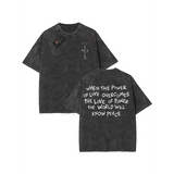 100% Cotton Oversized Hip-Hop T-Shirt – Washed Cactus Jack Short Sleeve Graphic Tee for Men & Women - K18 / S