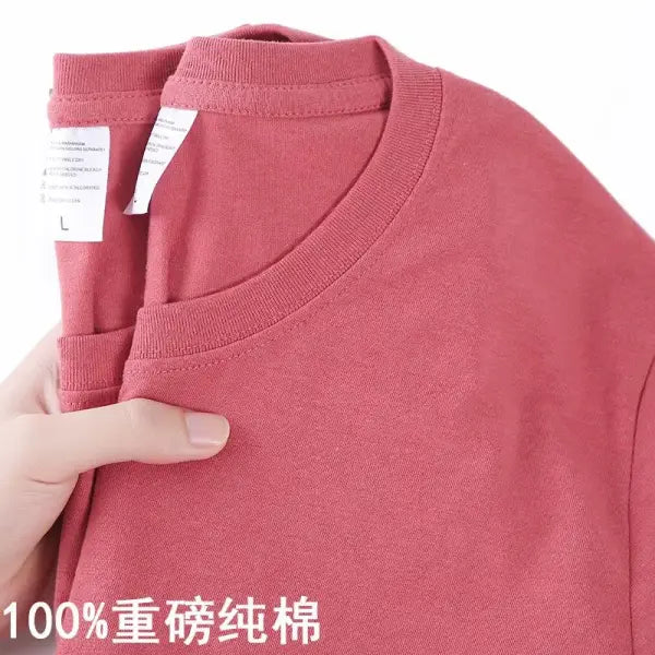 100% Cotton Unisex Short Sleeve T-Shirt – Solid O-Neck Summer Top Korean Loose Fit M–4XL - brick red / 4XL 90-100kg