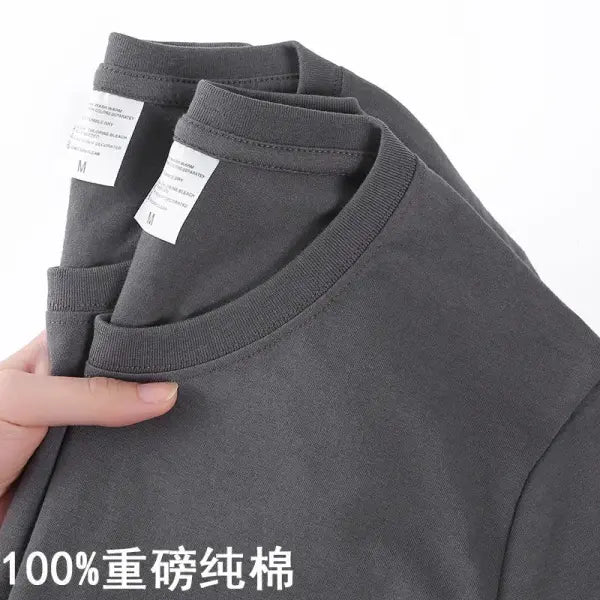 100% Cotton Unisex Short Sleeve T-Shirt – Solid O-Neck Summer Top Korean Loose Fit M–4XL - dark gray / 4XL 90-100kg