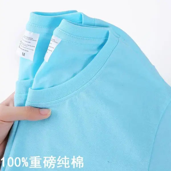 100% Cotton Unisex Short Sleeve T-Shirt – Solid O-Neck Summer Top Korean Loose Fit M–4XL - sky blue / 4XL 90-100kg