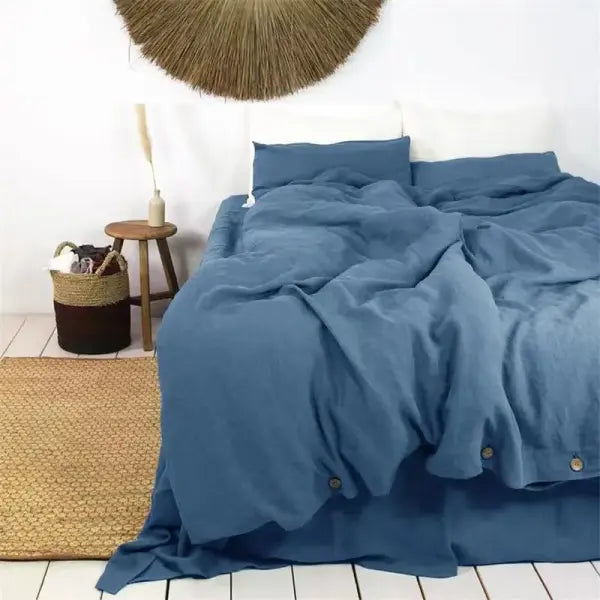 100% French Linen Natural Duvet Cover Soft Comfortable Quilt Comforter Cover Queen Durable Healthy Home Textiles