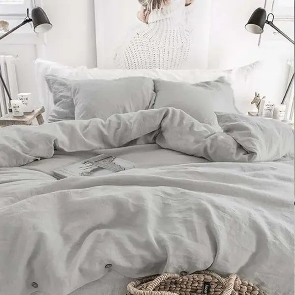 100% French Linen Natural Duvet Cover Soft Comfortable Quilt Comforter Cover Queen Durable Healthy Home Textiles