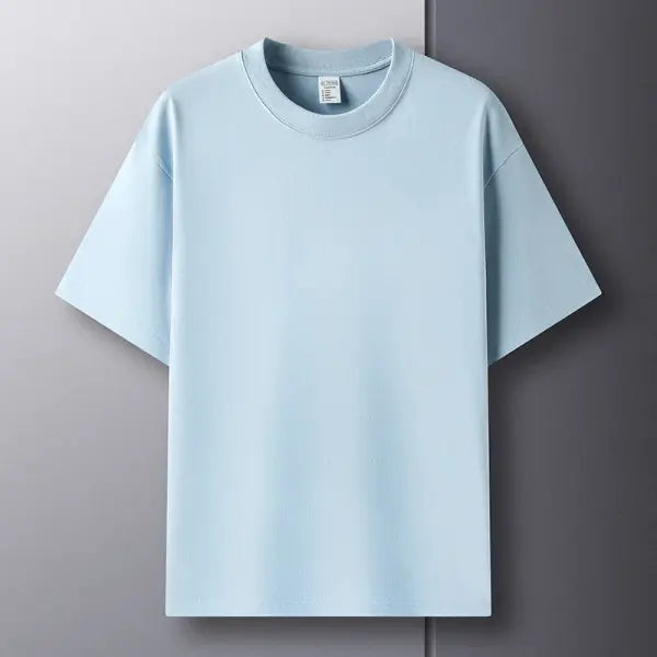 100% pure cotton summer high-end brand men’s short sleeve round neck fashionable style half sleeved top breathable