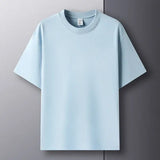 100% pure cotton summer high-end brand men’s short sleeve round neck fashionable style half sleeved top breathable