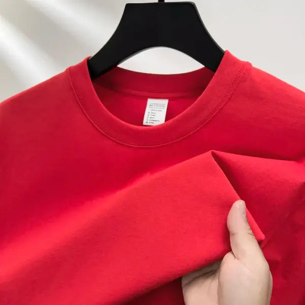 100% pure cotton summer high-end brand men’s short sleeve round neck fashionable style half sleeved top breathable