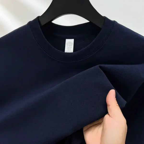 100% pure cotton summer high-end brand men’s short sleeve round neck fashionable style half sleeved top breathable