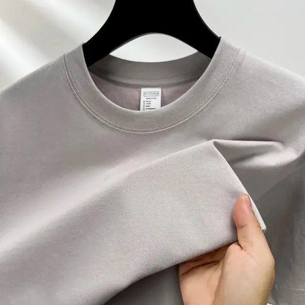 100% pure cotton summer high-end brand men’s short sleeve round neck fashionable style half sleeved top breathable