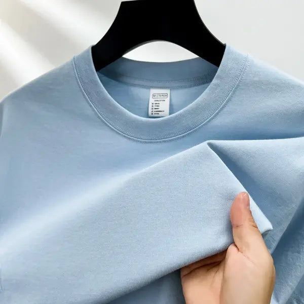 100% pure cotton summer high-end brand men’s short sleeve round neck fashionable style half sleeved top breathable