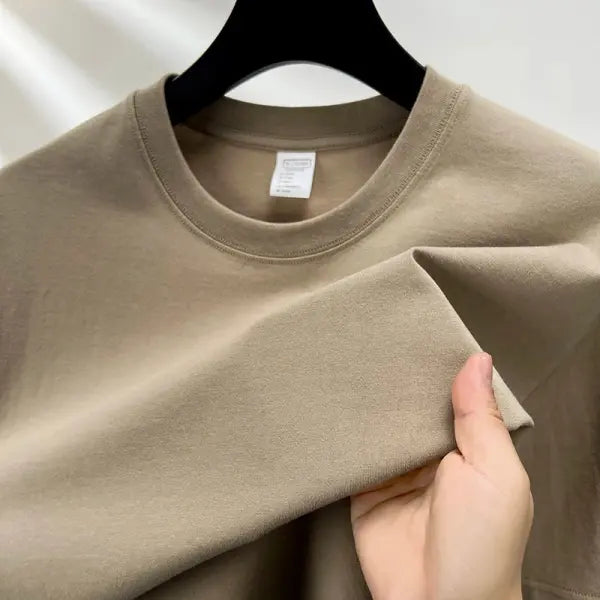 100% pure cotton summer high-end brand men’s short sleeve round neck fashionable style half sleeved top breathable