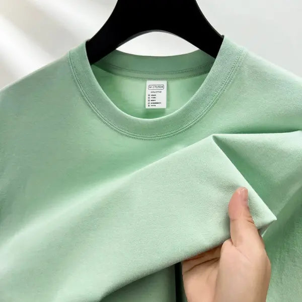 100% pure cotton summer high-end brand men’s short sleeve round neck fashionable style half sleeved top breathable