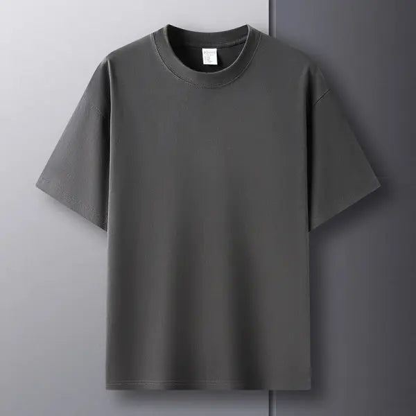 100% pure cotton summer high-end brand men’s short sleeve round neck fashionable style half sleeved top breathable