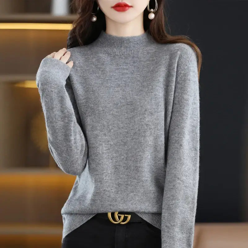100% Pure Wool Half-neck Pullover In Autumn And Winter New Cashmere Sweater Women’s Casual Knit Top Women’s Coat 19