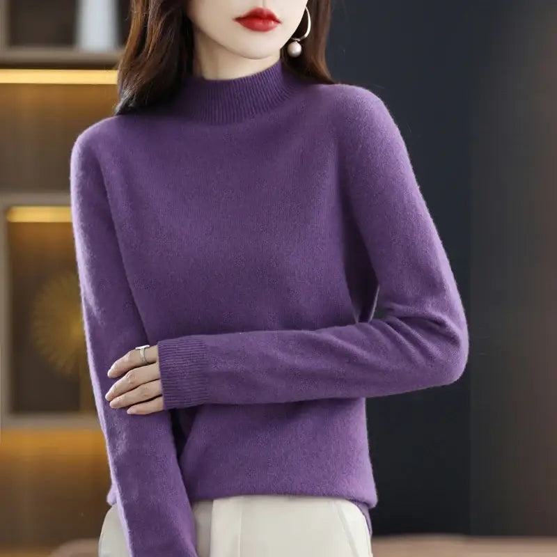 100% Pure Wool Half-neck Pullover In Autumn And Winter New Cashmere Sweater Women’s Casual Knit Top Women’s Coat 19