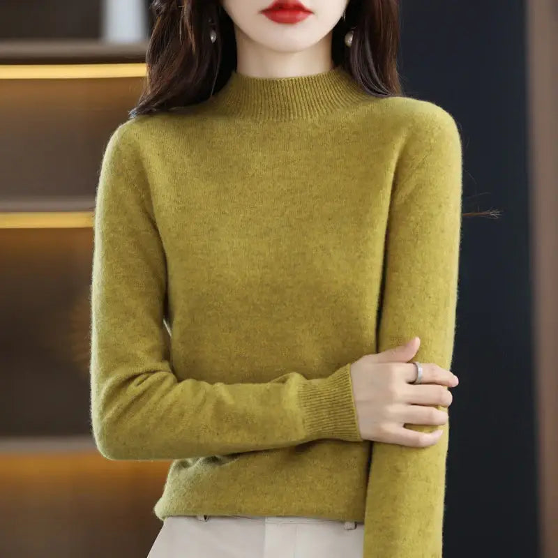 100% Pure Wool Half-neck Pullover In Autumn And Winter New Cashmere Sweater Women’s Casual Knit Top Women’s Coat 19