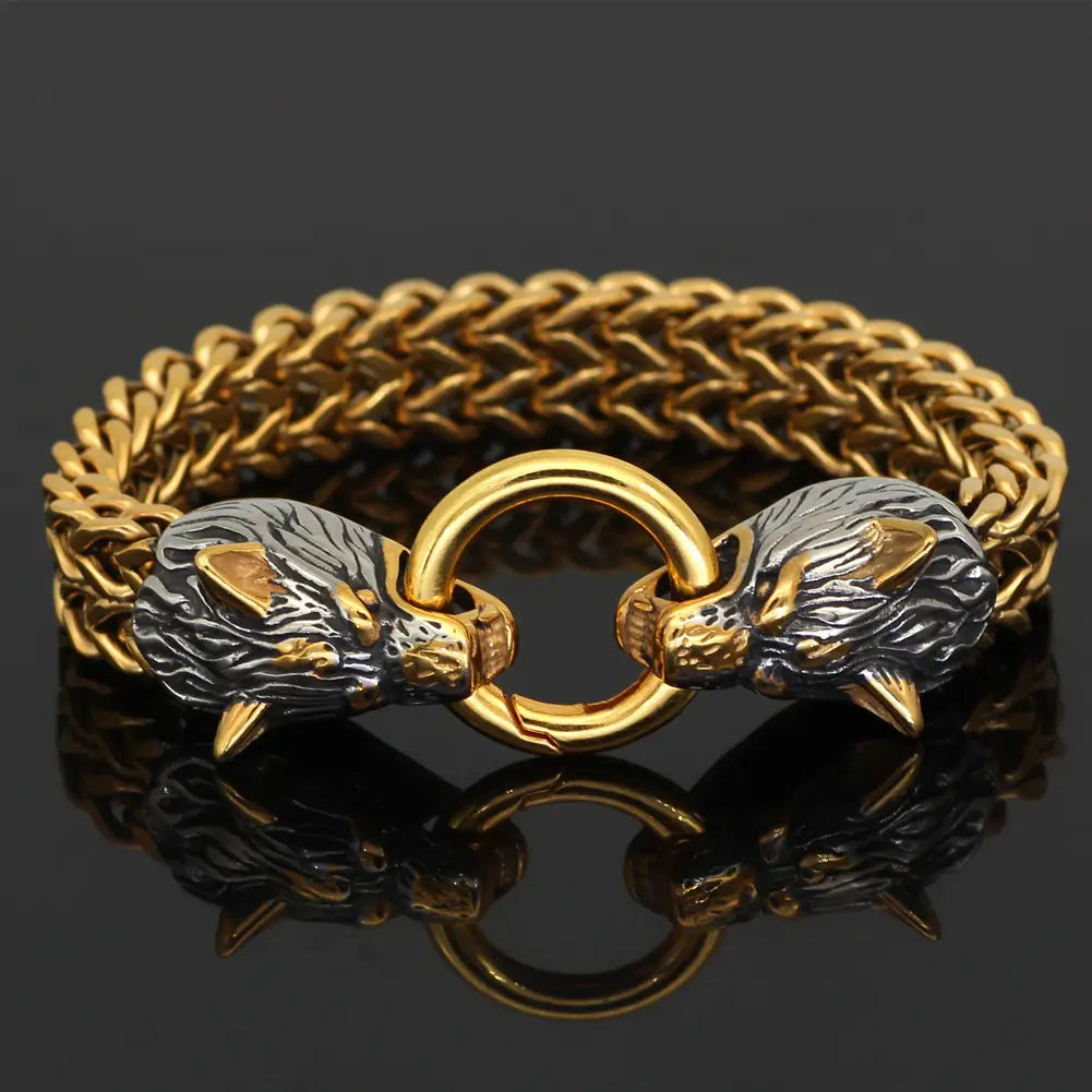 Hip-Hop Bracelet - Wolf Head Stainless Steel Men’s Jewelry