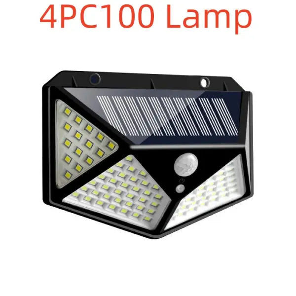 100LED Solar Waterproof Wall Lamp with Human Body Induction - 4PC100 Lamp