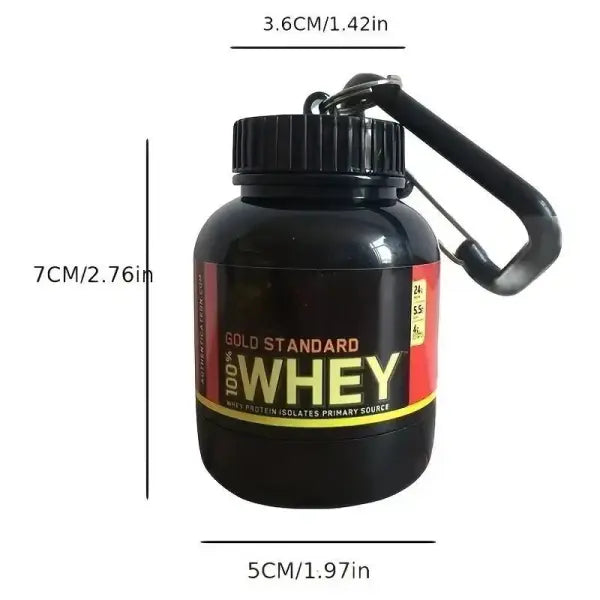 100ML Mini Portable Protein Powder Container – Outdoor Sport Bottle with Keychain Funnel & Small Water Cup - Back