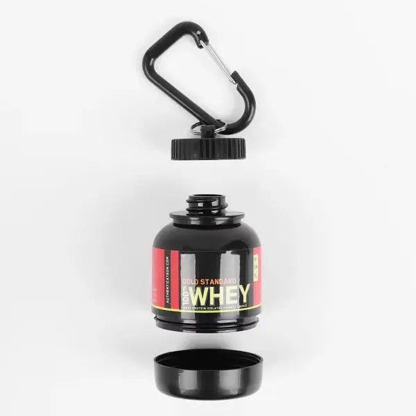 100ML Mini Portable Protein Powder Container – Outdoor Sport Bottle with Keychain Funnel & Small Water Cup - Back