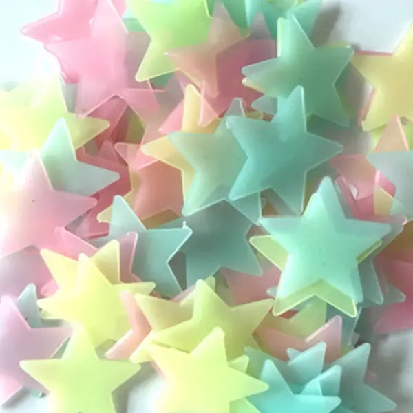 100pcs Glow in the Dark Stars: Luminous Fluorescent Wall Stickers for Kids’ Ceiling & Room Decor - MULTI