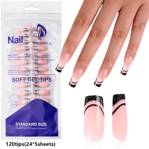 100pcs Light Pink Press-On Nails – Short/Medium Square Full Cover Fake Nail Tips in 10 Sizes for Finger - TD209