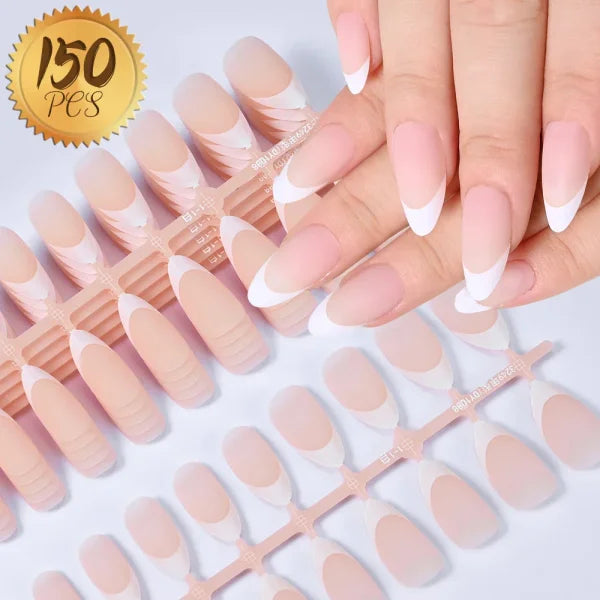 100pcs Light Pink Press-On Nails – Short/Medium Square Full Cover Fake Nail Tips in 10 Sizes for Finger - TD178-2
