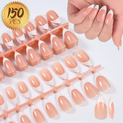 100pcs Light Pink Press-On Nails – Short/Medium Square Full Cover Fake Nail Tips in 10 Sizes for Finger - TD160-5
