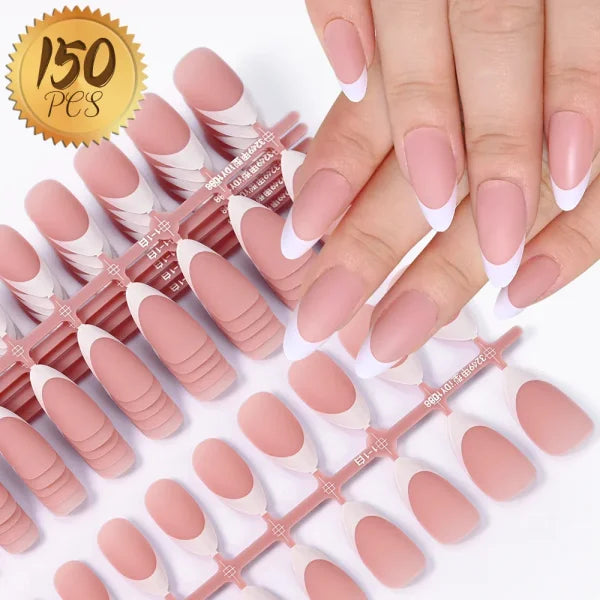 100pcs Light Pink Press-On Nails – Short/Medium Square Full Cover Fake Nail Tips in 10 Sizes for Finger - TD178-4
