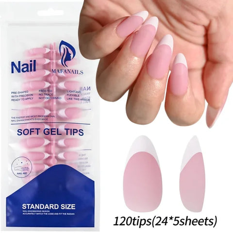 100pcs Light Pink Press-On Nails – Short/Medium Square Full Cover Fake Nail Tips in 10 Sizes for Finger - TD199-1