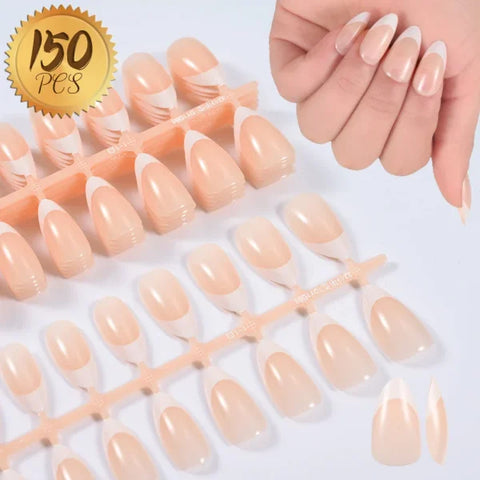 100pcs Light Pink Press-On Nails – Short/Medium Square Full Cover Fake Nail Tips in 10 Sizes for Finger - TD160-2