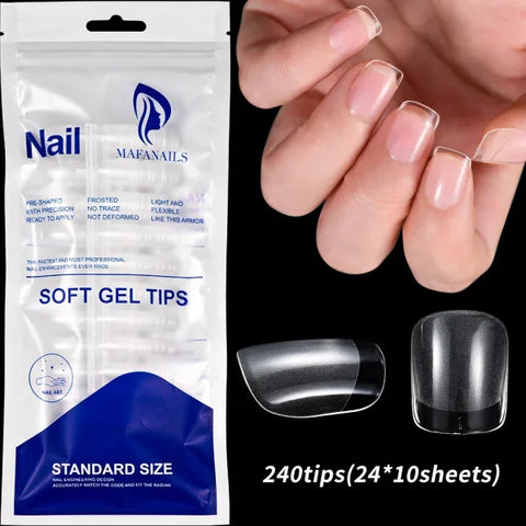 100pcs Light Pink Press-On Nails – Short/Medium Square Full Cover Fake Nail Tips in 10 Sizes for Finger - TD219