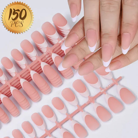 100pcs Light Pink Press-On Nails – Short/Medium Square Full Cover Fake Nail Tips in 10 Sizes for Finger - TD178-5