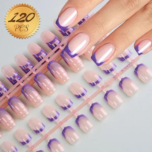 100pcs Light Pink Press-On Nails – Short/Medium Square Full Cover Fake Nail Tips in 10 Sizes for Finger - TD227-S5