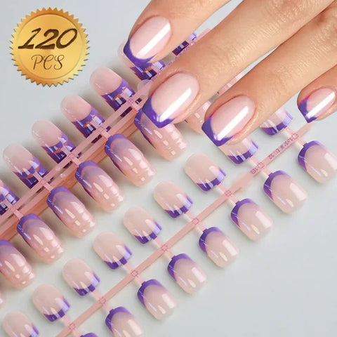 100pcs Light Pink Press-On Nails – Short/Medium Square Full Cover Fake Nail Tips in 10 Sizes for Finger - TD227-S5