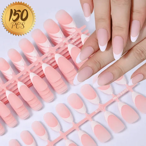 100pcs Light Pink Press-On Nails – Short/Medium Square Full Cover Fake Nail Tips in 10 Sizes for Finger - TD178-3