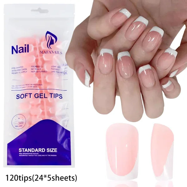 100pcs Light Pink Press-On Nails – Short/Medium Square Full Cover Fake Nail Tips in 10 Sizes for Finger - TD205-S1