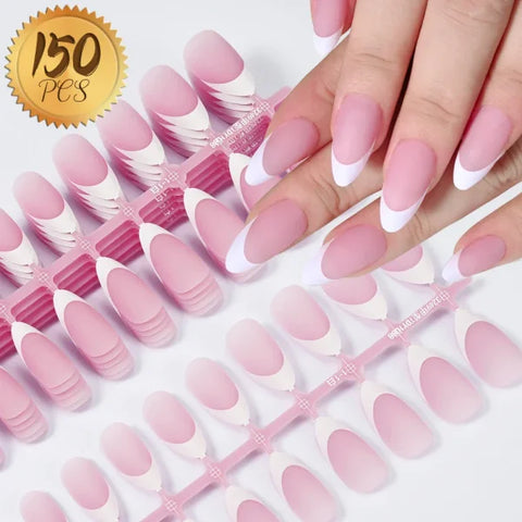 100pcs Light Pink Press-On Nails – Short/Medium Square Full Cover Fake Nail Tips in 10 Sizes for Finger - TD178-1