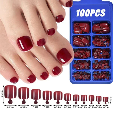 100pcs Light Pink Press-On Nails – Short/Medium Square Full Cover Fake Nail Tips in 10 Sizes for Finger - TD171-1