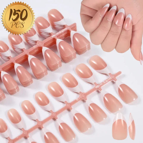 100pcs Light Pink Press-On Nails – Short/Medium Square Full Cover Fake Nail Tips in 10 Sizes for Finger - TD160-4