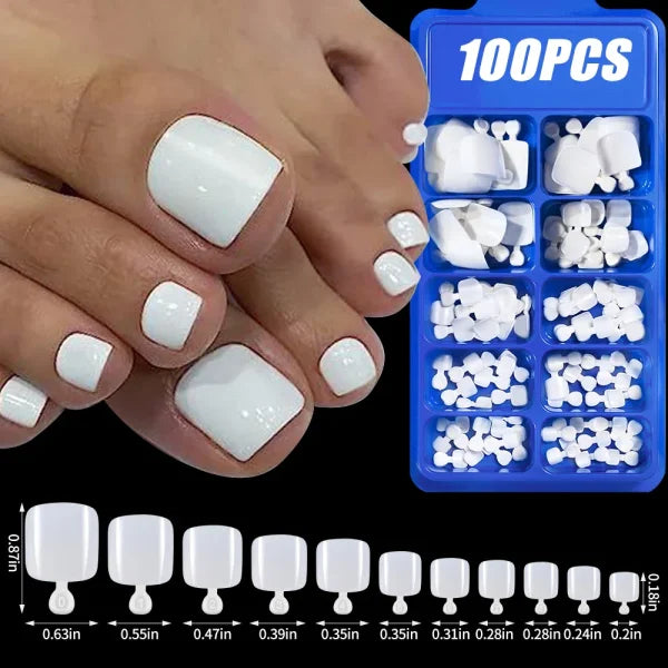 100pcs Light Pink Press-On Nails – Short/Medium Square Full Cover Fake Nail Tips in 10 Sizes for Finger - TD169