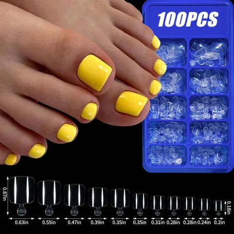 100pcs Light Pink Press-On Nails – Short/Medium Square Full Cover Fake Nail Tips in 10 Sizes for Finger - TD171-5