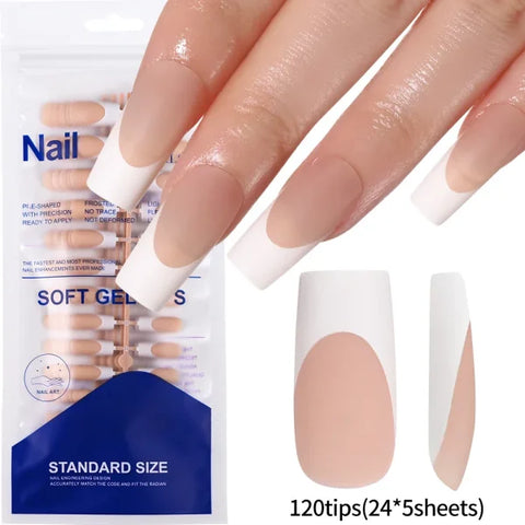 100pcs Light Pink Press-On Nails – Short/Medium Square Full Cover Fake Nail Tips in 10 Sizes for Finger - TD195-2
