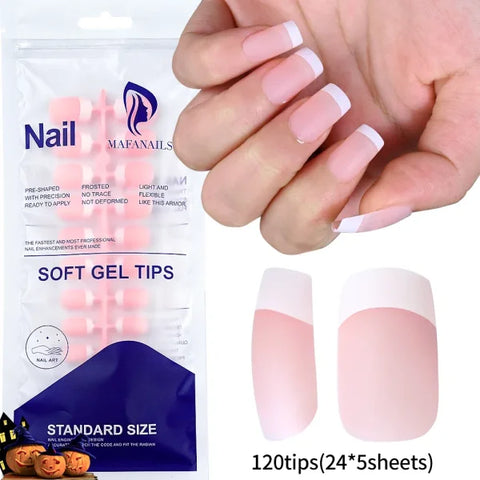 100pcs Light Pink Press-On Nails – Short/Medium Square Full Cover Fake Nail Tips in 10 Sizes for Finger - TD212