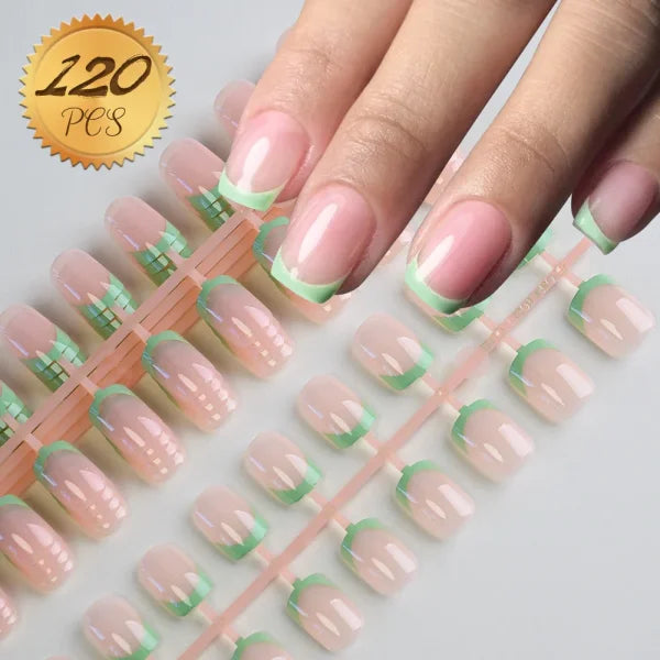 100pcs Light Pink Press-On Nails – Short/Medium Square Full Cover Fake Nail Tips in 10 Sizes for Finger - TD227-S1