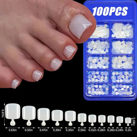 100pcs Light Pink Press-On Nails – Short/Medium Square Full Cover Fake Nail Tips in 10 Sizes for Finger - TD171-6
