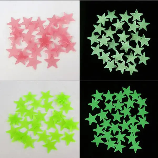 100Pcs/Set Stars Luminous Wall Stickers Glow In The Dark For Kids Baby Room Decoration Decals Colorful Star Home DIY