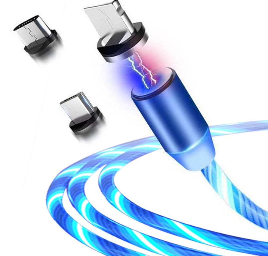 Compatible with Apple Flowing Ligh Magnetic Streamer Data Line Cable for Iphone Android Typec