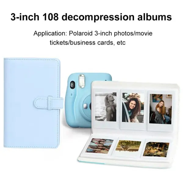 108 Pockets PU Leather Photo Album for Fujifilm Instax Mini 12 3-inch Film Storage Case